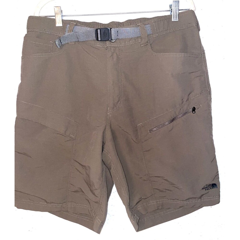 The North Face Men’s Belted Hiking Shorts Brown Size Large Zipped Pockets